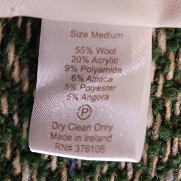 Boyne Valley Weavers Ireland, Dbl. Breasted Green/Cream Herringbone Tweed Jacket - Picture 16 of 16